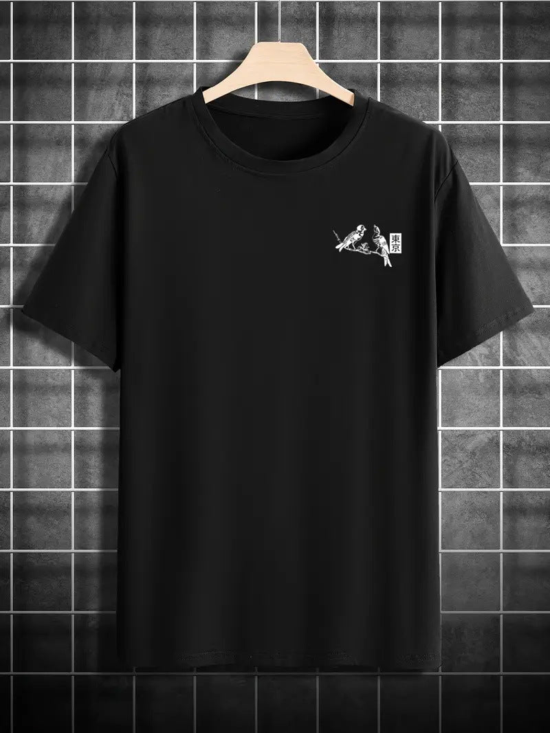 Men's Retro Loose-Fit Printed Short-Sleeve T-Shirt
