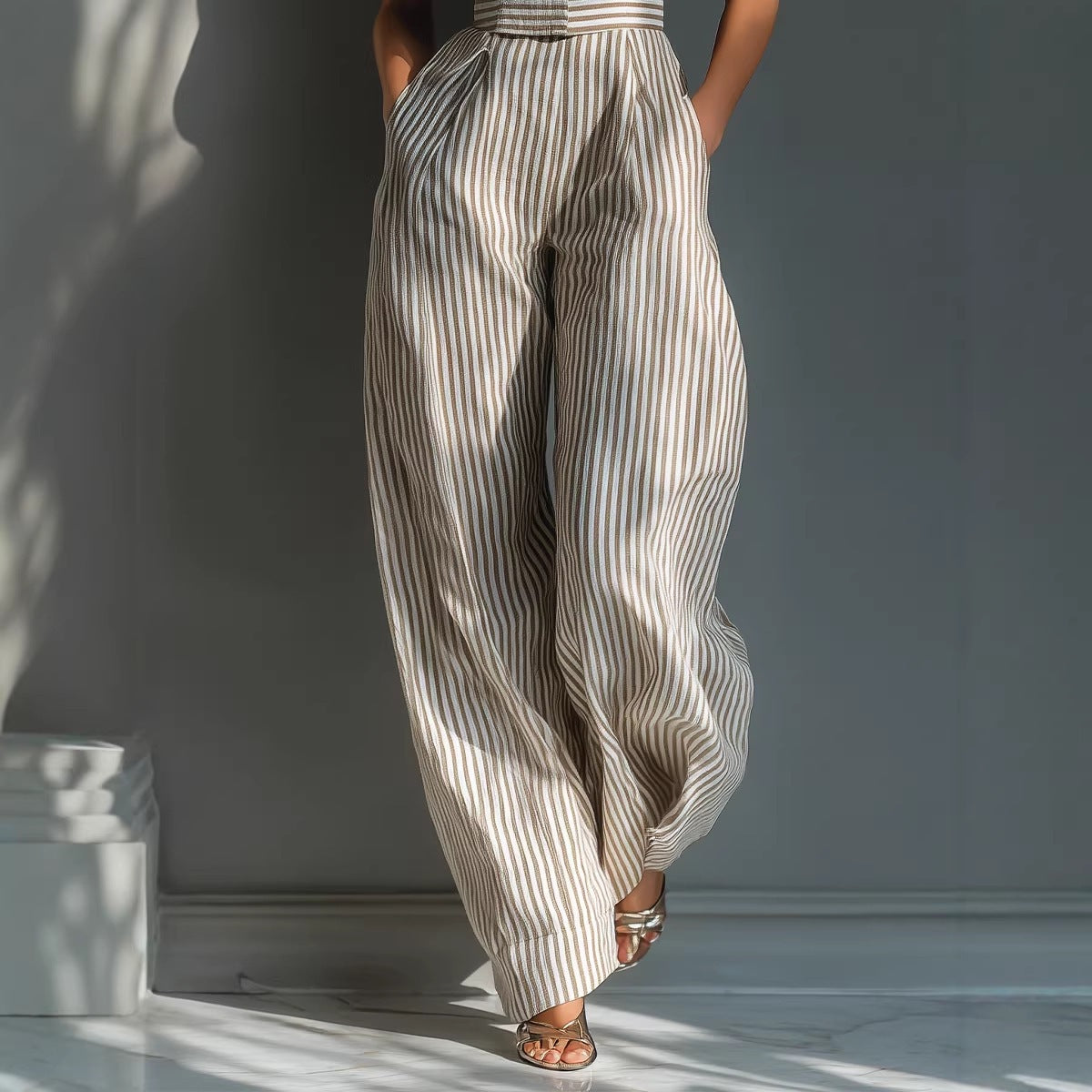Women's Striped Linen Jumpsuit