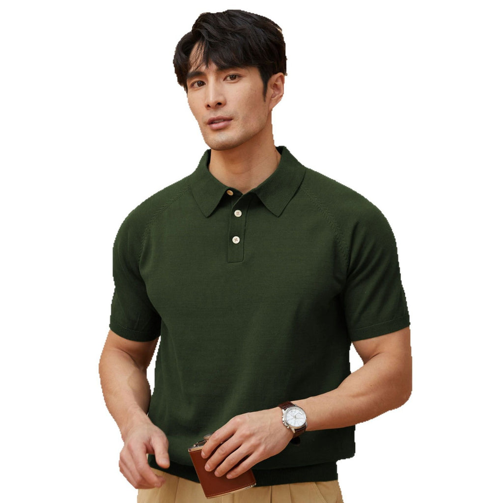 Men's Retro Lapel Knitted T-Shirt