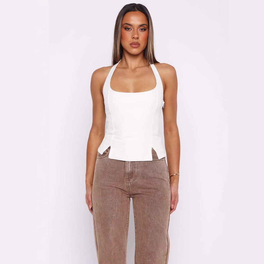 Solid-color Halter Women's Top