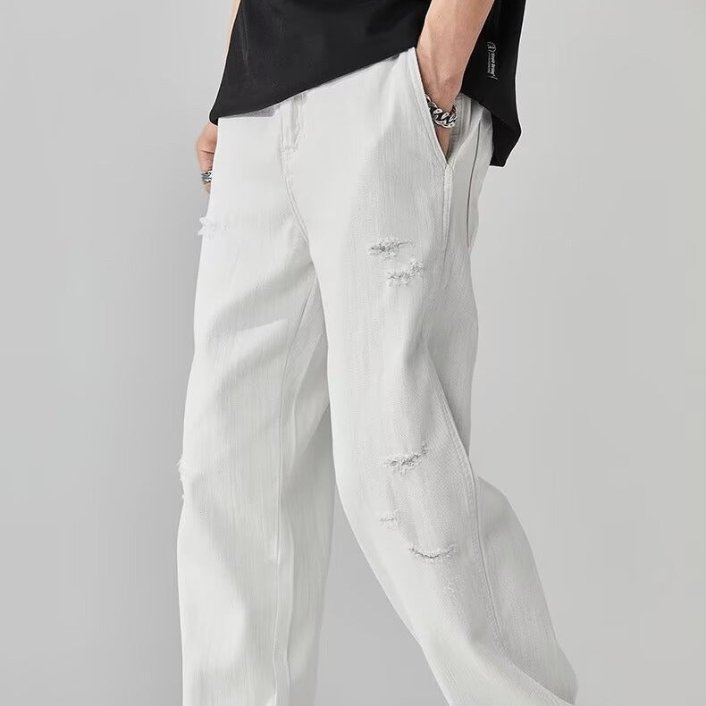 Men's Ripped Detail Casual Denim Pants