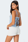 Sexy Lace-up Backless Top With Trim For Women