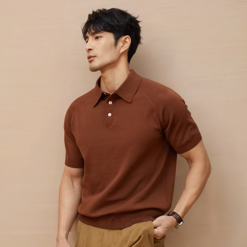 Men's Retro Lapel Knitted T-Shirt